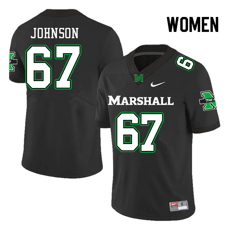 Women #67 Caden Johnson Marshall Thundering Herd College Football Jerseys Stitched-Black - Click Image to Close